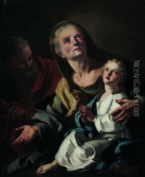 La Vergine Con Sant'anna E San Giovacchino Oil Painting - Francesco de Mura