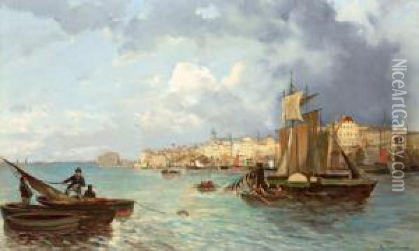 Blick Auf Triest Oil Painting - Theodor, Freiherr Von Ehrmanns