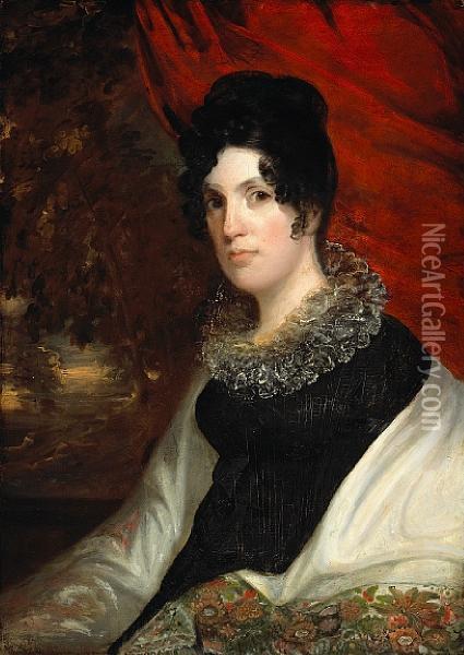 Portrait Of Lucy Maverick, Wife Of Samuel Maverick Oil Painting - John Wesley Jarvis