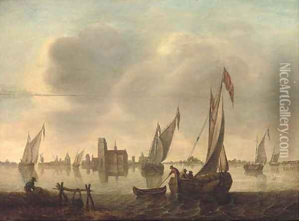 A windless day on the dyke Oil Painting - Dutch School