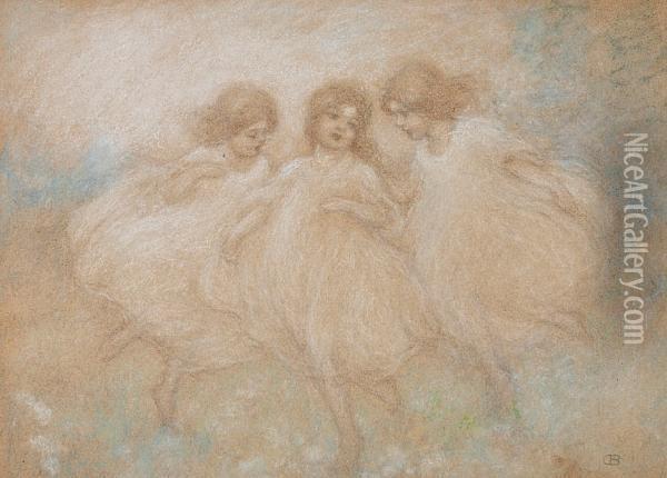 Three Girls Oil Painting - Charles Ernest Debelle
