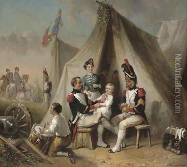 In Napoleon's camp awarding a medal Oil Painting - Hendricus Engelbertus Reijntjens