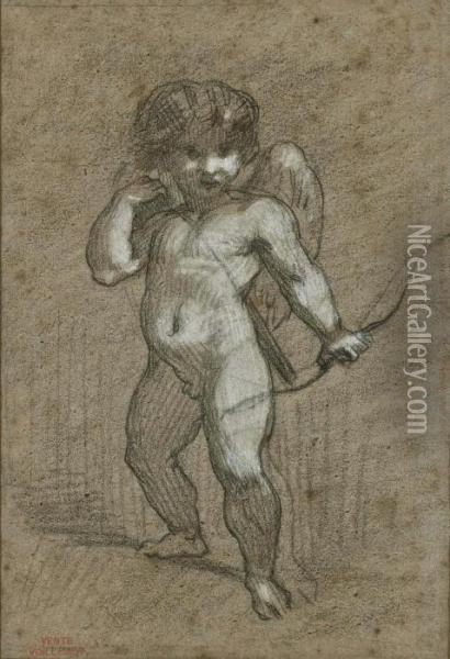 Deux Putti Ailes Oil Painting - Andre Charles Voillemot
