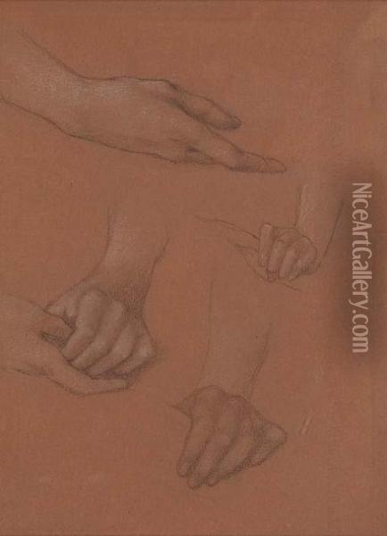 Study Of Hands For The Portrait Of Amy Gaskell Oil Painting - Sir Edward Coley Burne-Jones
