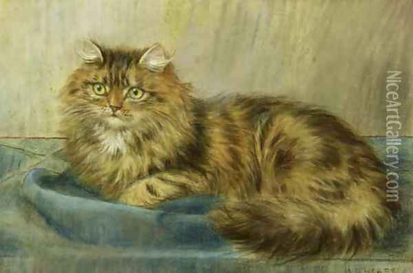 Persian Cat Oil Painting - Maud D. Heaps