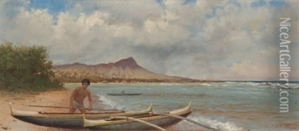 Hawaiian Fisherman Near Diamond Head Oil Painting - Joseph (Joe) D. Strong
