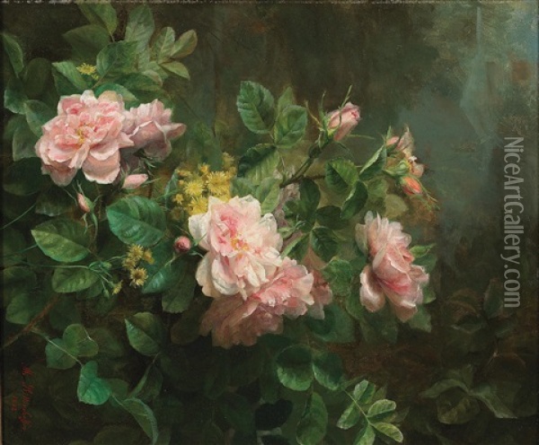 Roses Oil Painting - Medard Rittershoffer