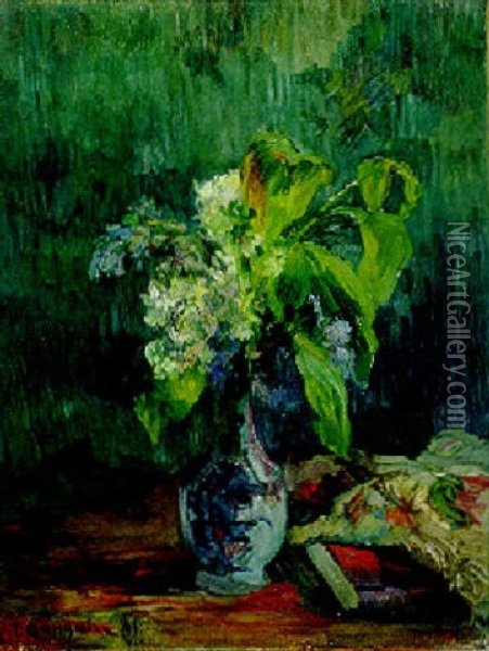 Vase De Fleurs (lilas) Oil Painting - Paul Gauguin