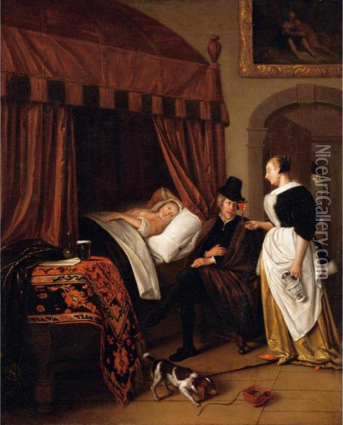 'the Physician's Visit' Oil Painting - Jan Steen