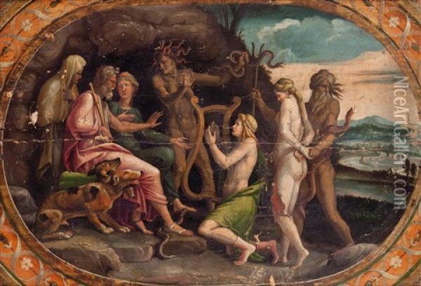 Orfeo Ed Euridice Dinanzi A Plutone E Proserpina Oil Painting - Giulio Romano