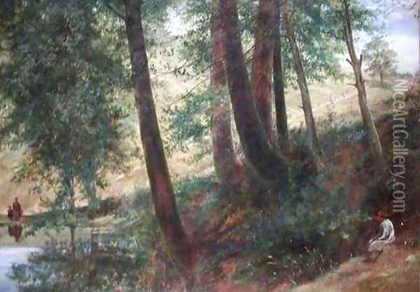 Beside a Woodland Pond Summer Oil Painting - Richard Redgrave