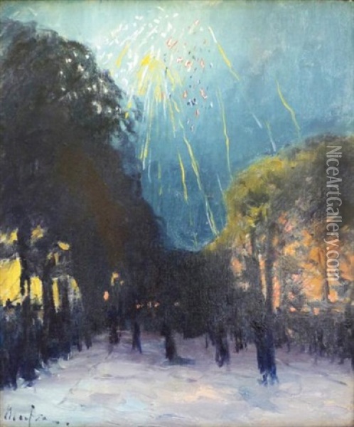 14 Juillet 1893, Feu D'artifice Devant Le Bateau-lavoir Oil Painting - Maxime Maufra