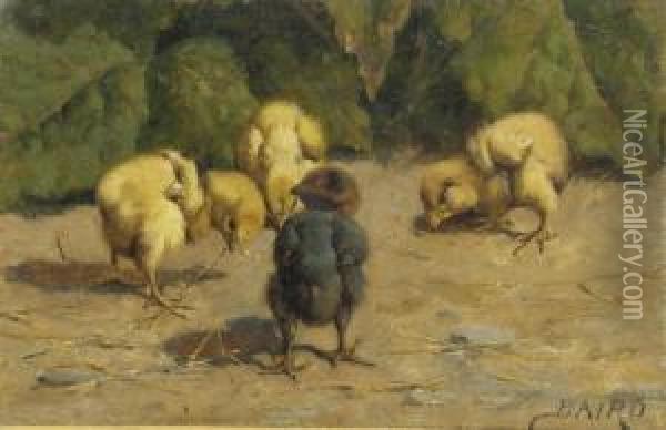 Little Chicks Oil Painting - William Baptiste Baird