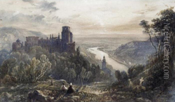 View Of A Castle In Heidelberg Oil Painting - Henry Brittan Willis