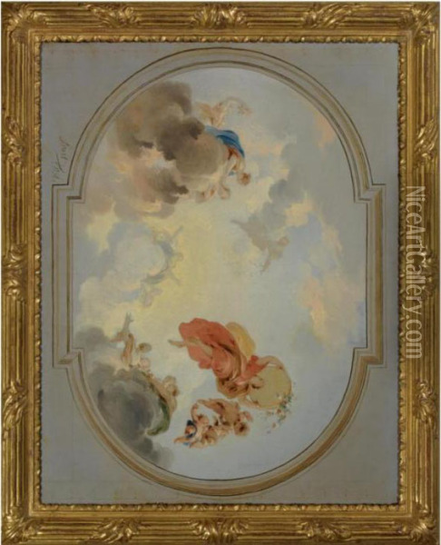 A 
Modello
 For A Ceiling Painting: The Apotheosis Of Flora Oil Painting - Jacob de Wit