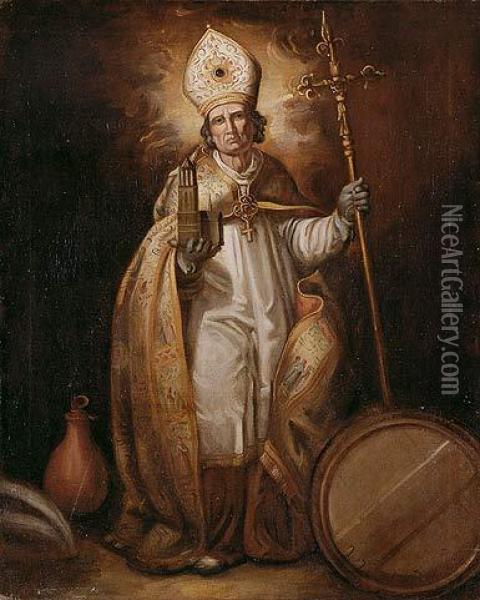 Santo Obispo Oil Painting - Manuel, Fray Bayeu Y Subias