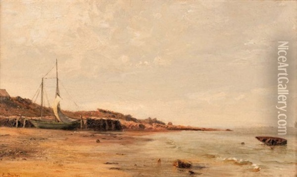 Barque Sur La Plage Oil Painting - Eugen Gustav Duecker