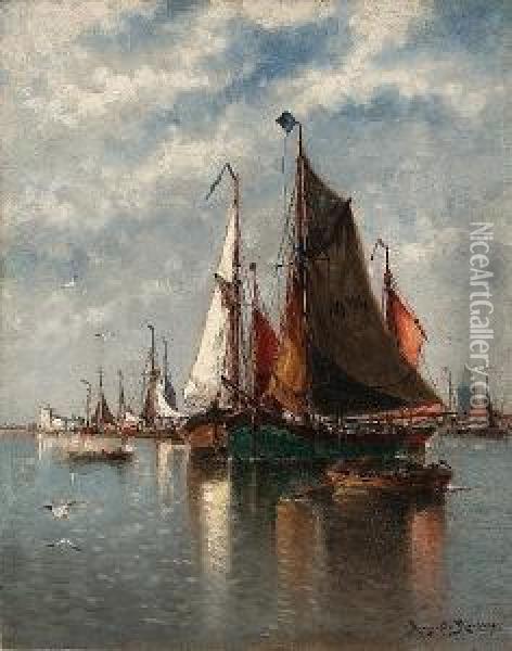 Le Bassin Des Pecheurs, Ostende Oil Painting - Auguste Henri Musin