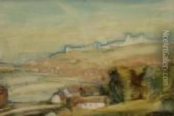 Whitby From California Fields Spital Bridge Oil Painting - Joseph Alfred Terry