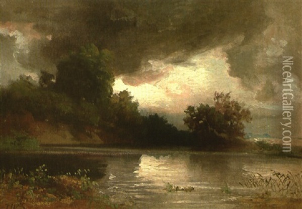 Landschaft Mit Gewasser Oil Painting - Johann Wilhelm Schirmer