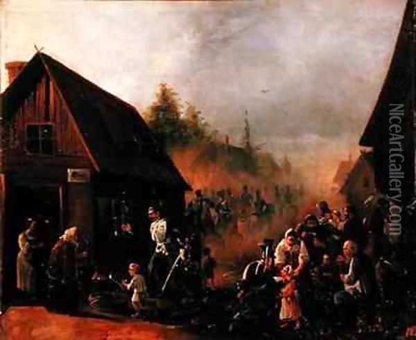 Scene from the Russian-French War in 1812 Oil Painting - Pyotr Baykov