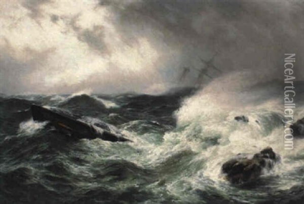 The Savage Sea Oil Painting - Peter Graham
