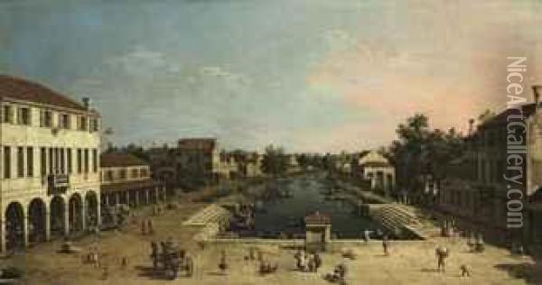 View Of Mestre Oil Painting - (Giovanni Antonio Canal) Canaletto