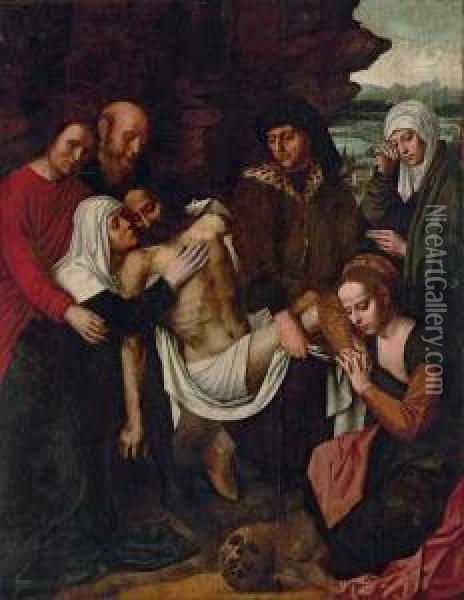 The Lamentation Of Christ, With 
The Three Marys, Saint Joseph Ofarimathea, Nicodemus, And Saint John The
 Baptist Oil Painting - Ambrosius Benson