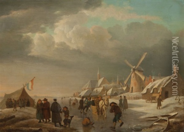 Winter Scene Oil Painting - Johannes Cornelis Haccou