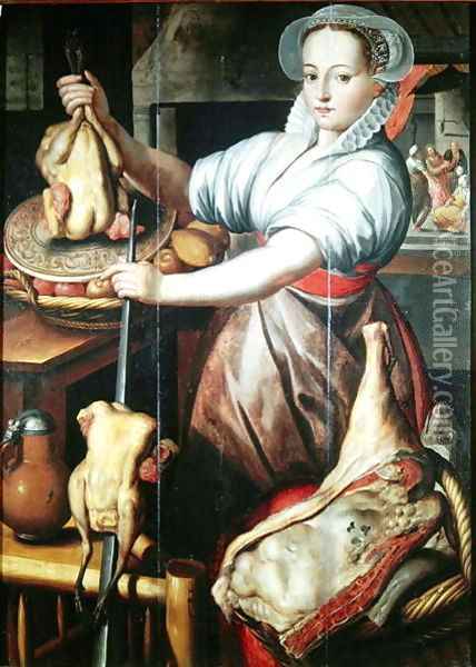 Martha Preparing Dinner for Jesus Oil Painting - Pieter Aertsen