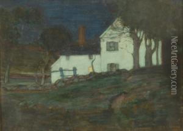 Connecticut Homestead At Twilight Oil Painting - Clark Greenwood Voorhees
