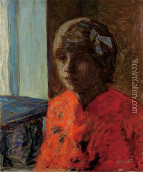 Marthe Bonnard En Corsage Ronge Oil Painting - Pierre Bonnard