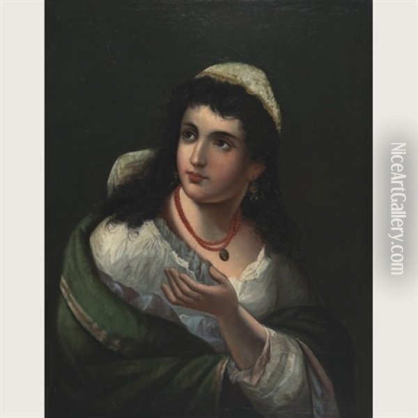 An Orientalist Woman Oil Painting - Anton Ebert