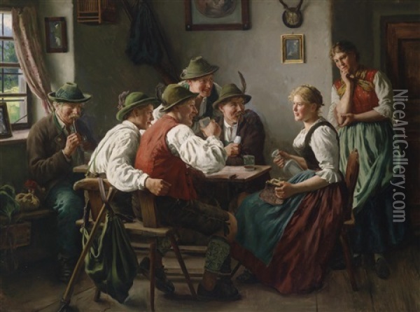 Die Verehrer Oil Painting - Emil Rau