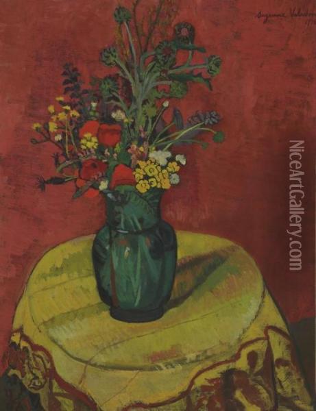 Vase De Fleurs Sur La Table Oil Painting - Suzanne Valadon