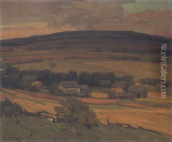 Farmstead With Rolling Hills, Summer Oil Painting - John William Beatty