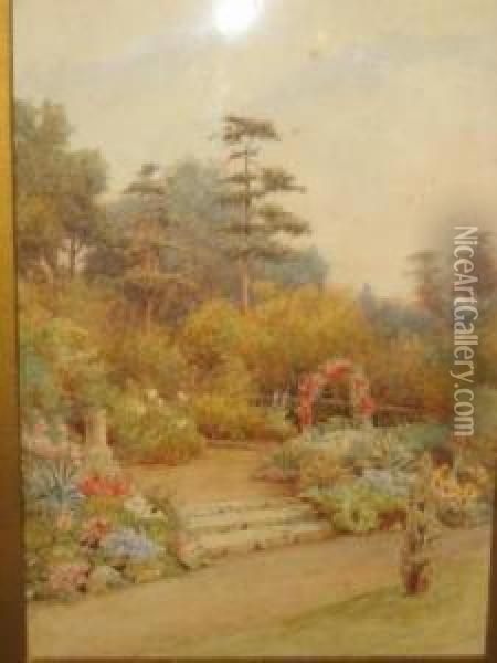 Garden Scene In Summer Oil Painting - Thomas Nicholson Tyndale