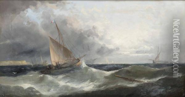 Vid Dovers Vita Klippor Oil Painting - William Harry Williamson