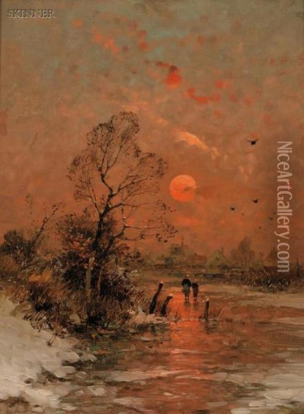Abendsonne Oil Painting - Heinz Flockenhaus