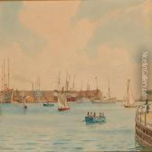 View Of Copenhagen Harbour Oil Painting - Christian Vigilius Blache
