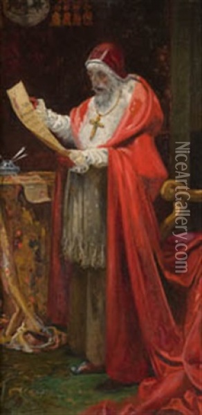 Retrato Del Papa Inocencio V Oil Painting - Virgilio Mattoni de la Fuente