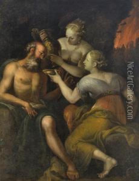 Loth Und Seine Tochter Oil Painting - Erasmo Antonio Obermuller