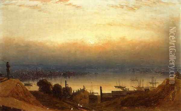The Basin of the Patapsco from Federal Hill, Baltimore Oil Painting - Sanford Robinson Gifford