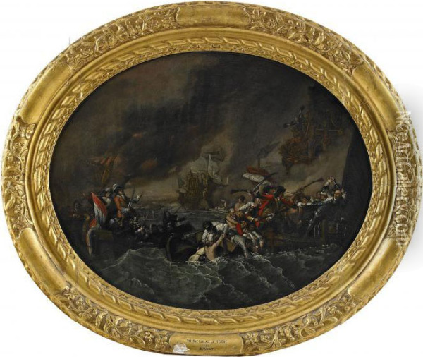 The Battle At La Hoghue Oil Painting - Benjamin West