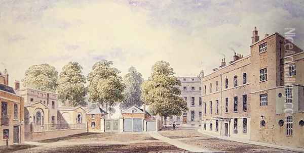 View of Whitehall Yard, 1828 Oil Painting - T. Chawner