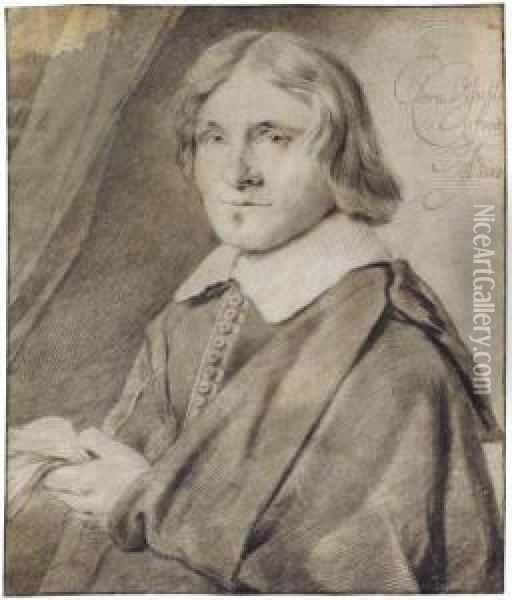 Portrait D'homme En Buste, Tenant Des Gants Oil Painting - Cornelis Ii Visscher
