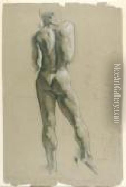 Estudio De Desnudo Masculino De Espaldas Oil Painting - Cecilio Pla Y Gallardo