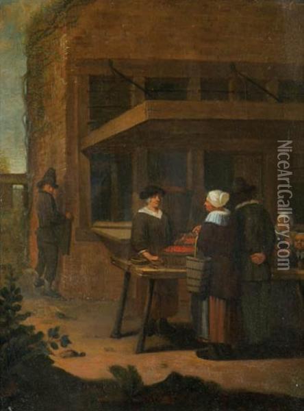 Purchasing Cherries At A Street Market Oil Painting - Jan Steen