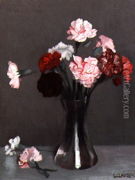 Still Life With Carnations Oil Painting - Sir George Clausen