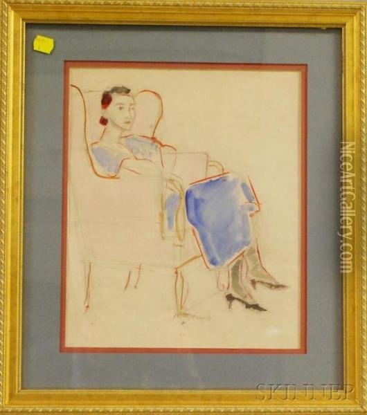 Sketch Of Catherene Green Arapoff, Seated Oil Painting - Alexis Pawlowitsch Arapoff
